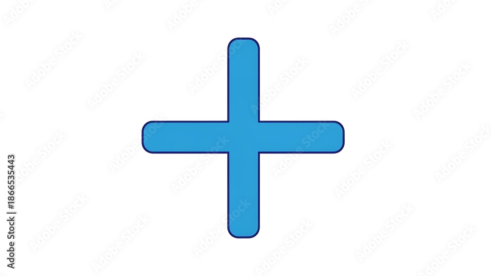 Obraz premium A blue plus sign icon on a white background, symbolizing addition and growth