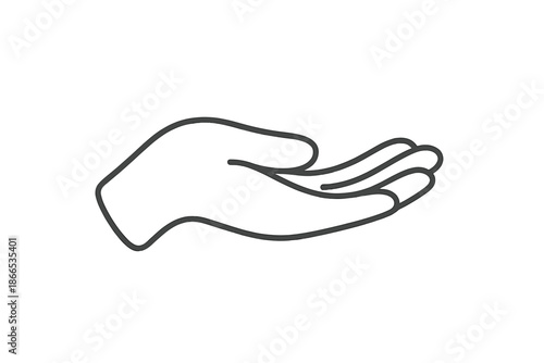 Human Touch Icons. Line style icons of Human Touch: soft palm form, rounded finger tips, calm gesture, slight bend, smooth contour