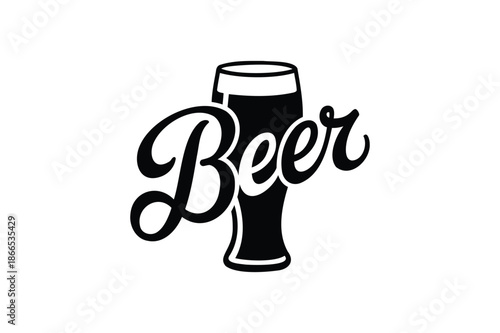 Black silhouette of a beer glass with the word Beer