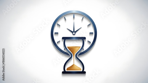 A vector graphic illustration of a clock and hourglass combination symbolizing time management