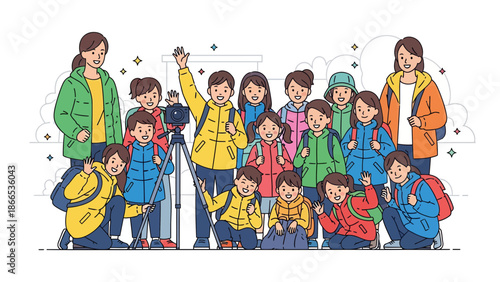 Enthusiastic Students Smiling On A School Trip For Photography Lessons