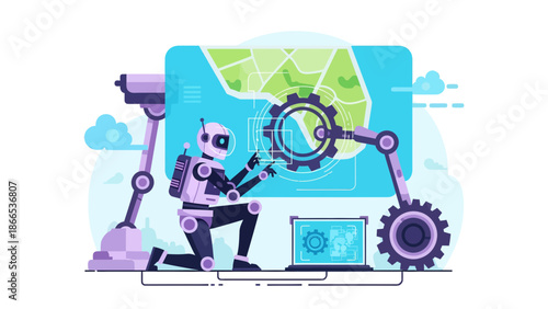 Engineering Automation Robot Working With Digital Touchscreen Interface Project