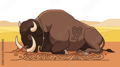 Enigmatic Bison Symbolism Native American Ornamentation Traditional Art Plains Heritage