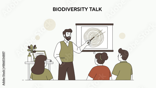 Expert Explains Tree Growth Rings Presentation to an Audience Flat Design