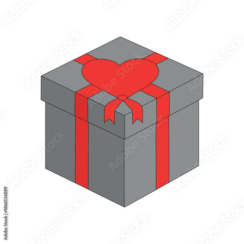 Gift box Page Page Page greyred Val graphics heart ribbon illustration