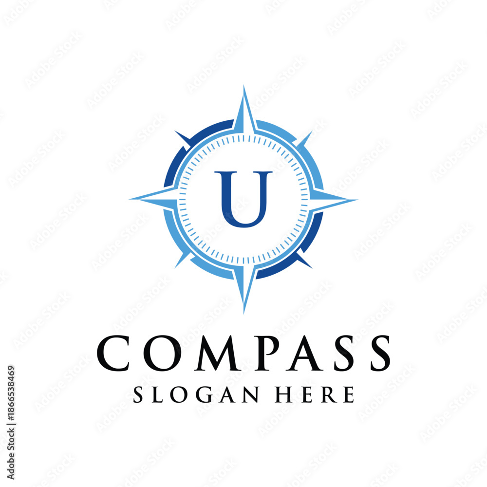 Naklejka premium Initial letter U compass navigation logo design inspiration