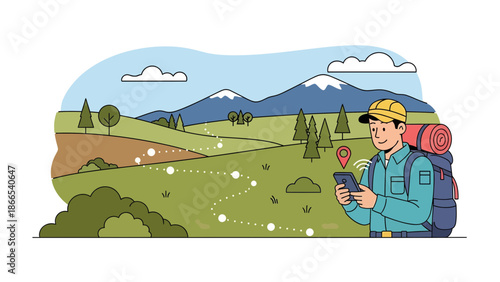 Digital Nomad: Exploring Nature Trails With Mobile Navigation App Adventure
