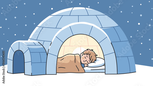 Dreamy Winter Night Inside A Cozy Igloo Home On A Snowy Arctic Landscape