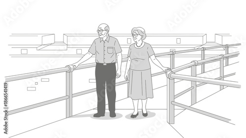 Elderly Couple Enjoying The River Cruise Senior Citizens on Vacation