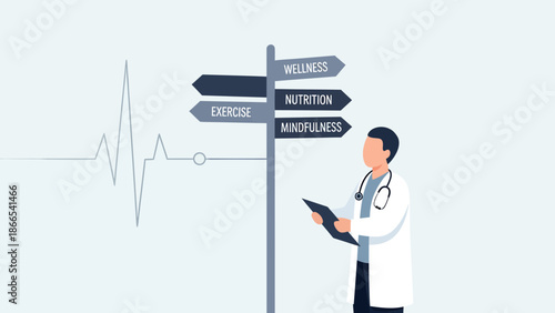 Doctor Suggesting Healthy Choices For Wellness And Longevity With Exercise And Mindfulness