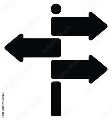 A black and white illustration of a person with multiple arrows pointing in different directions