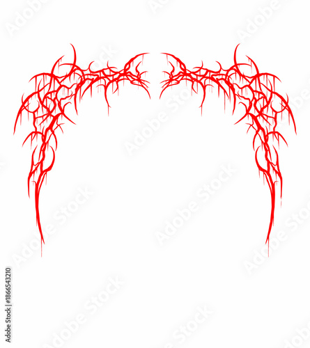 Abstract neo tribal gothic frame vector, symmetry sharp branches corners for dark design