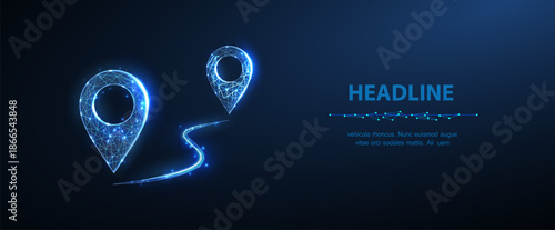 Pin. Abstract vector two pin icon isolated. Transportation delivery, map location, transport logistic, tourism navigate, route path concept. Gps point navigation, travel way, find trip, geo pinpoint s