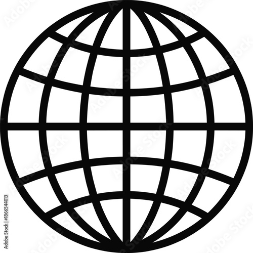 Global globe icon illustration representing world internet network connectivity international communication geography navigation and worldwide digital connection concept