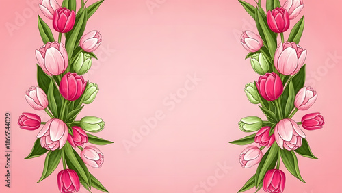 Valentine's day floral wishes pink tulips on pastel background for romantic celebrations and love