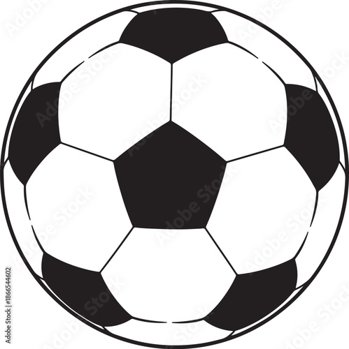 Black and white soccer ball with pentagonal and hexagonal patches also transparent background