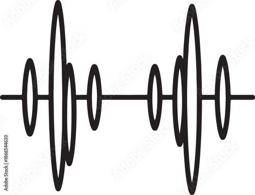 Black and white wavy line pattern with varying amplitude and frequency also transparent background