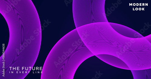 Vibrant purple geometric rings for website header, social media banner or futuristic ad background for mobile app launch and digital marketing campaign