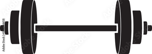 Black Dumbbell with Two Weight Plates and a Central Bar also transparent background fitness