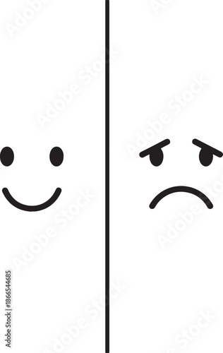 Two contrasting black and white smiley faces on a white background also transparent background happy