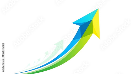 A colorful arrow icon pointing upwards in a modern vector graphic design