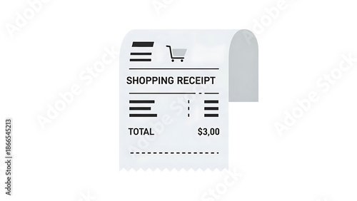 A vector graphic illustration of a shopping receipt with a total of $3.00