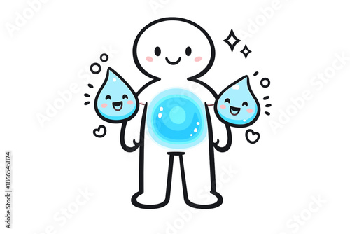 Hydration Icon Doodle. Doodle-style vector icon of a body hydration map, simplified human silhouette with one body area softly