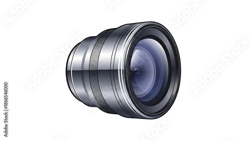 A vector graphic illustration of a camera lens with a sleek and modern design