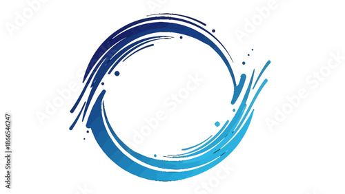 Abstract Blue Water Splash Circle Ring, isolated white background