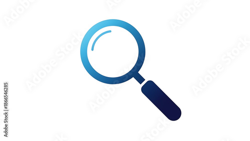 A minimalist vector graphic of a magnifying glass on a white background