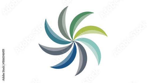 Abstract Colorful Pinwheel Propeller Logo Icon on Isolated White Background
