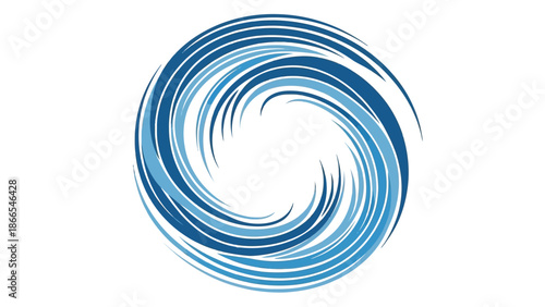 Dynamic Abstract Blue Fluid Swirl Logo on Isolated White Background