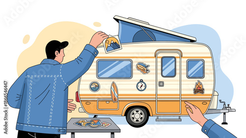 Decorating A Caravan With Travel Stickers Is A Fun Way To Remember Memories