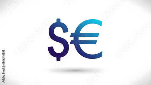 A vector graphic illustration of a dollar and euro symbol in a modern design