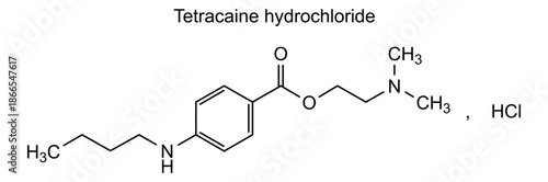 Tetracaine hydrochloride, chemical structure of tetracaine hydrochloride, drug substance