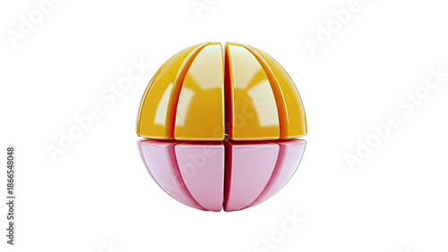 Orange and Pink Abstract Geometric Orb
