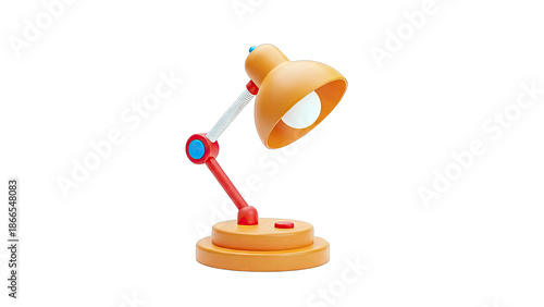 Orange and Red Desk Lamp with Blue Accents