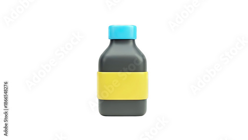 Stylized Bottle with Yellow Band and Blue Cap