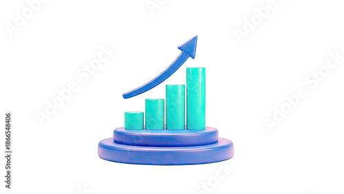 3D Bar Chart with Upward Arrow