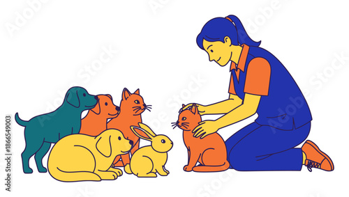 Pet Adoption Illustration - Rescue Shelter Vector