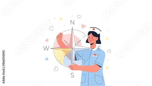 Compassionate Caregiver Navigating Healthcare With Professionalism And Empathy Illustrated Character