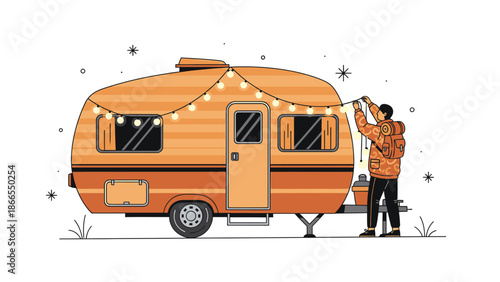 Cozy Getaway Decorating Camper Van With String Lights For Festive Season