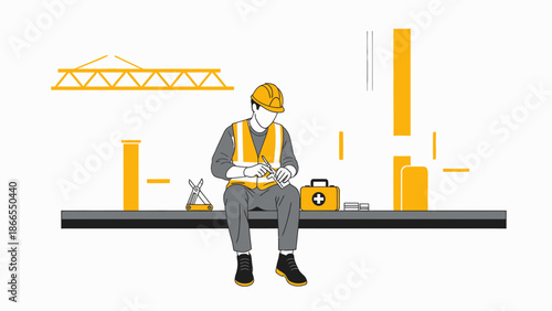 Construction Supervisor Reviewing Safety Checklist On Site Platform Outline