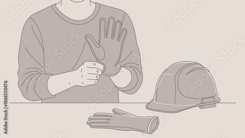 Construction Worker Safety Preparation With Protective Gear For Workplace Hazards