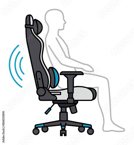 Gaming Chair Icon - Ergonomic Design, Vector Illustration