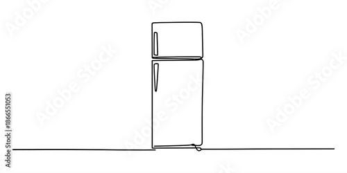 Continuous line drawing of a refrigerator in a minimalist style, perfect for home appliance concepts Vector, illustration