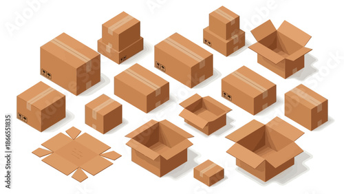 Collection of Various Packaging Containers and Bags Outlined.