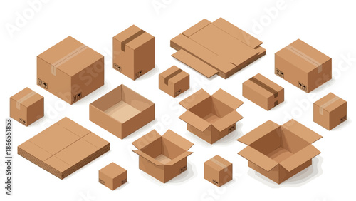 Collection of various cardboard boxes in different sizes and shapes.