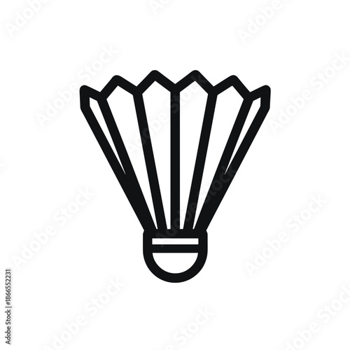 Black shuttlecock silhouette on white background  