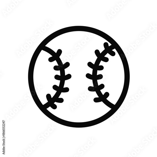 Simplistic black and white illustration of a baseball  